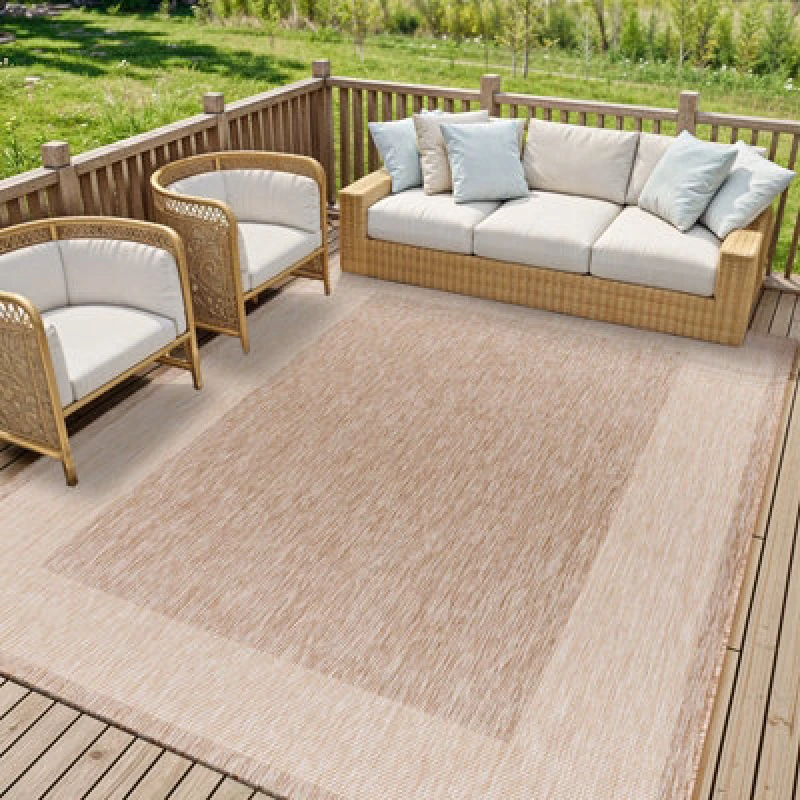 Image of Livabliss In- & Outdoor Cottage Jute-Look Brown Layla Area Rug 160 X 213cm - Easy To Clean, Perfect For Balcony, Kitchen Or Dining Room