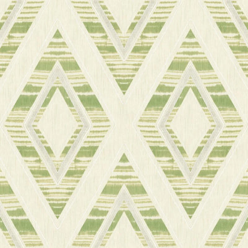 Image of Wallquest Tribal Stripes Green Wallpaper Metallic Effect Stylish Feature Wall
