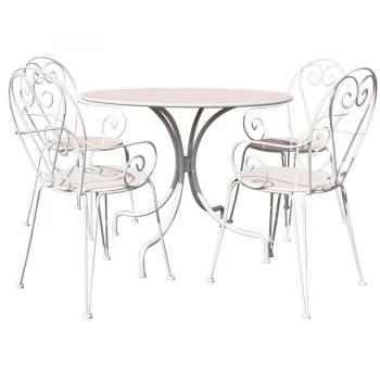 Image of Charles Bentley Steel Heart 4-Seater Bistro Set - Cream