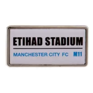 Image of Manchester City FC Street Sign Badge (One Size) (White)