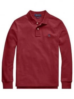 Image of Ralph Lauren Boys Classic Long Sleeve Polo Shirt - Dark Red