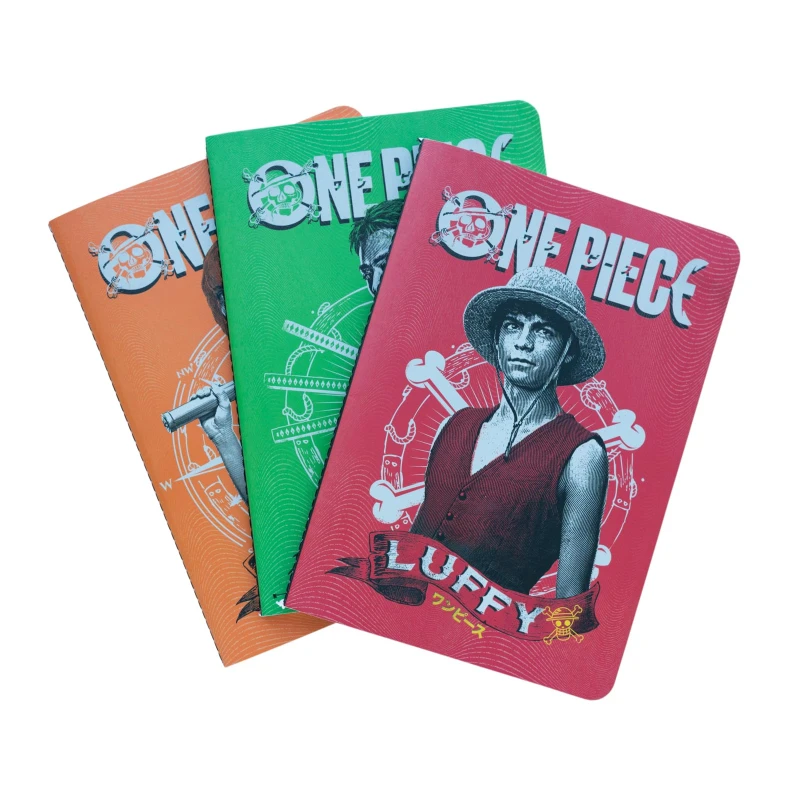 Image of One Piece Netflix - Monkey D. Luffy, Roronoa Zoro And Nami Pack Of 3 A5 Notebooks
