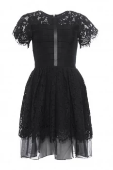 Image of French Connection Shana Spotlight Flared Lace Dress Black