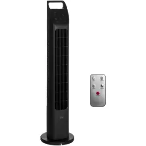 Image of Oscillating Tower Fan Cooling with Remote, 4H Timer for Home Office - Black - Homcom