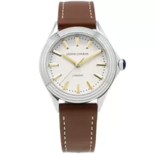 Image of Ladies Jasper Conran London 32mm Watch with a Silver Dial and a Tan Leather strap