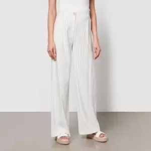 Image of Aligne Hainault Pinstriped Linen-Blend Wide-Leg Trousers - EU 40/UK 12