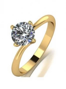 Image of Moissanite 9Ct Yellow Gold 1Ct Equivalent Solitaire Twist Ring