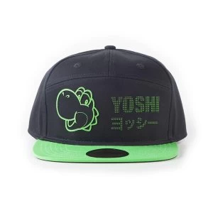 Image of Nintendo - Yoshi Dots Unisex Snapback Baseball Cap - Black/Green