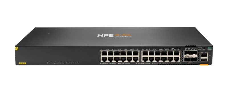 Image of HPE Aruba Networking C-Port 6300 24G 24-Port Class4 PoE L3 Managed 1U Rack Mountable Switch JL666A