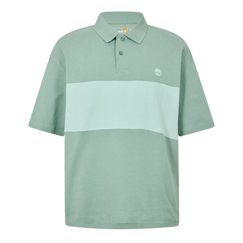 Image of Timberland Mens Colour Block Rugby Polo Shirt Green Bay-Cameo male S