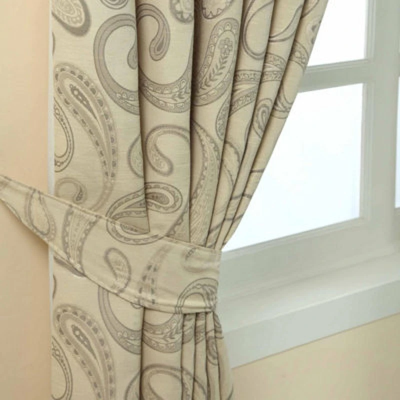 Image of Homescapes Paisley Jacquard Curtain Tie Back Pair Cream