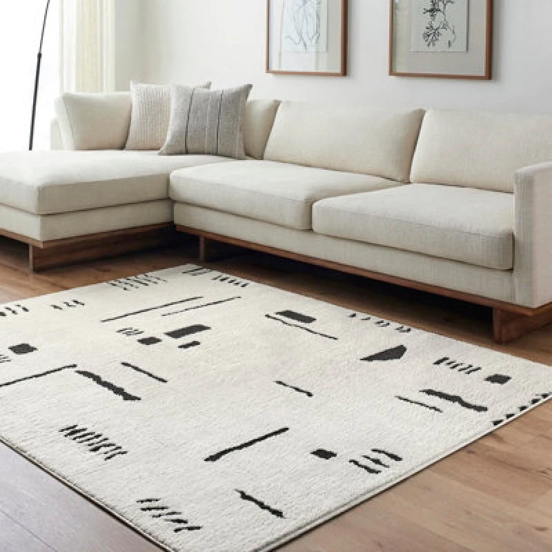 Image of Livabliss Scandi Modern High Pile Black Rita Area Rug 200 X 275cm - Easy Care, Non Shedding, Ideal For Living Room & Bedroom