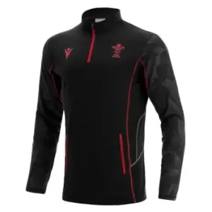 Image of Macron Wales Rugby Quarter Zip Training Top Mens - Black