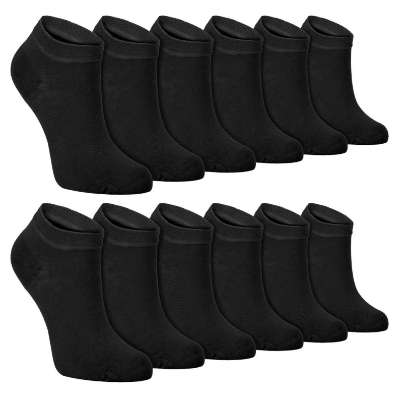Image of Sock Snob Sock Snob Men 12 Pack Bamboo Trainer Socks: Cushioned Low Cut Socks for Summer Comfort in Black Size: 7-11 Black 7-11 Male 5056632607525