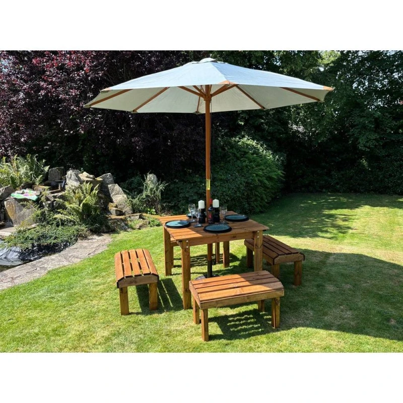Image of Charles Taylor Four Seater Garden Furniture Table Set - L160xW170xH80cm in Light Brown Light Brown Unisex