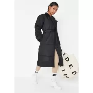 Image of Missguided Balloon Sleeve Ls Belted Tea Dress Flral - Black