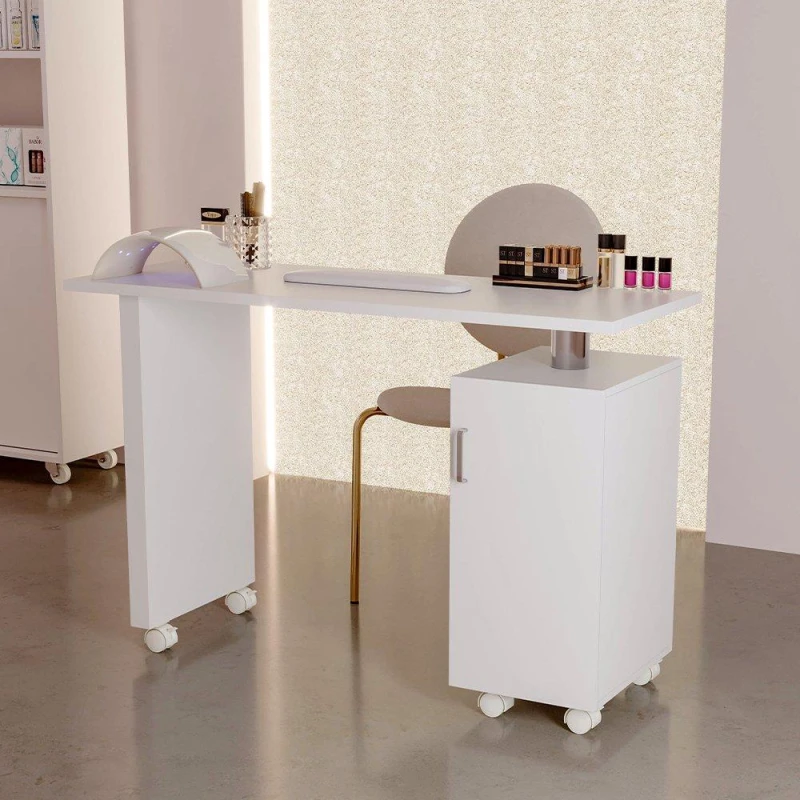 Image of SHEONLY Rolling Manicure Salon Table with Storage White unisex One size