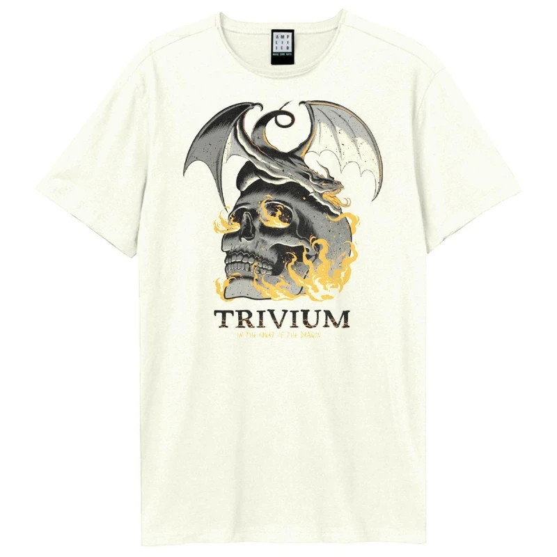 Image of Amplified Amplified Men Flaming Skull Trivium T-Shirt in White Size: X-Small White XS Male 5063377028812