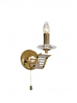 Image of Wall Lamp 1 Candle Light French Gold, Crystal