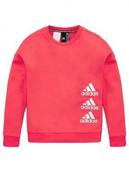 Image of Adidas Girls Crew Sweatshirt - Pink