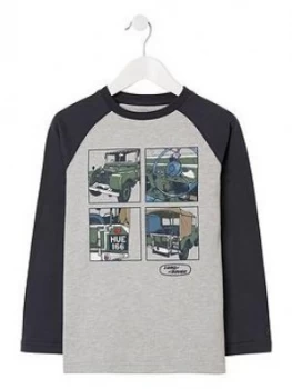Image of Fatface Boys Long Sleeve Land Rover T-Shirt - Grey Marl