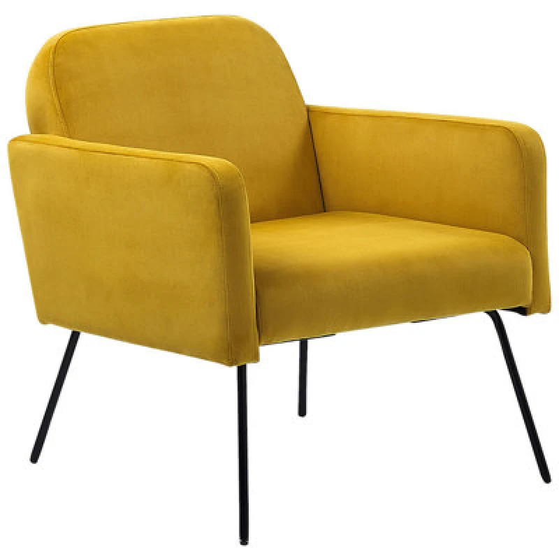 Image of Beliani Retro Velvet Armchair Yellow Narken