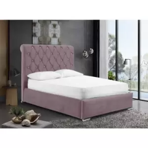 Image of Envisage Trade - Meripa Upholstered Beds - Plush Velvet, Small Double Size Frame, Pink - Pink