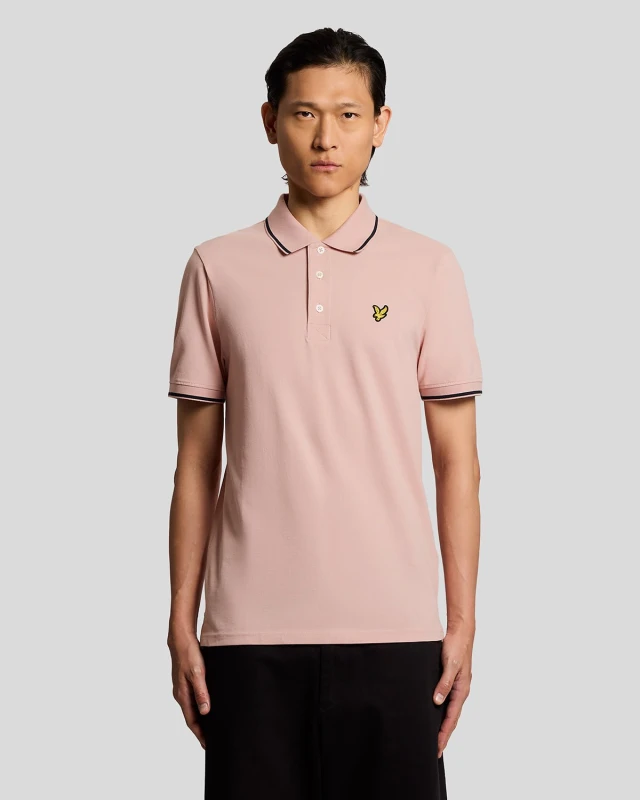 Image of Lyle & Scott Lyle & Scott Tipped Polo Shirt -Pink Pink WV6XQ Male 2XL,L,M,S,XL