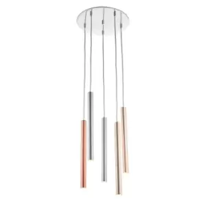 Image of Ceiling Pendant Light Chrome & Rose Gold Finish 5 x 5W LED Bulb Included