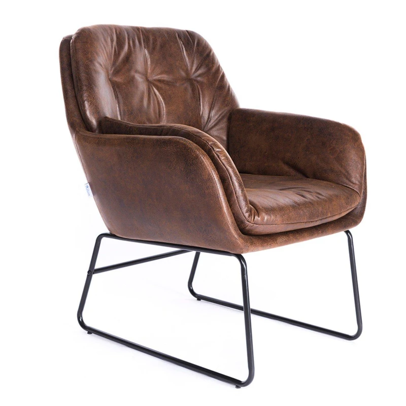 Image of Kabinet UK Contemporary Metal Legs Tufted Leisure Armchair Brown unisex One size