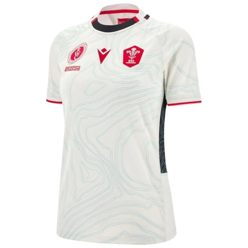 Image of Macron Wales Rugby World Cup Away Shirt 2025 Womens Black female 10 (S)
