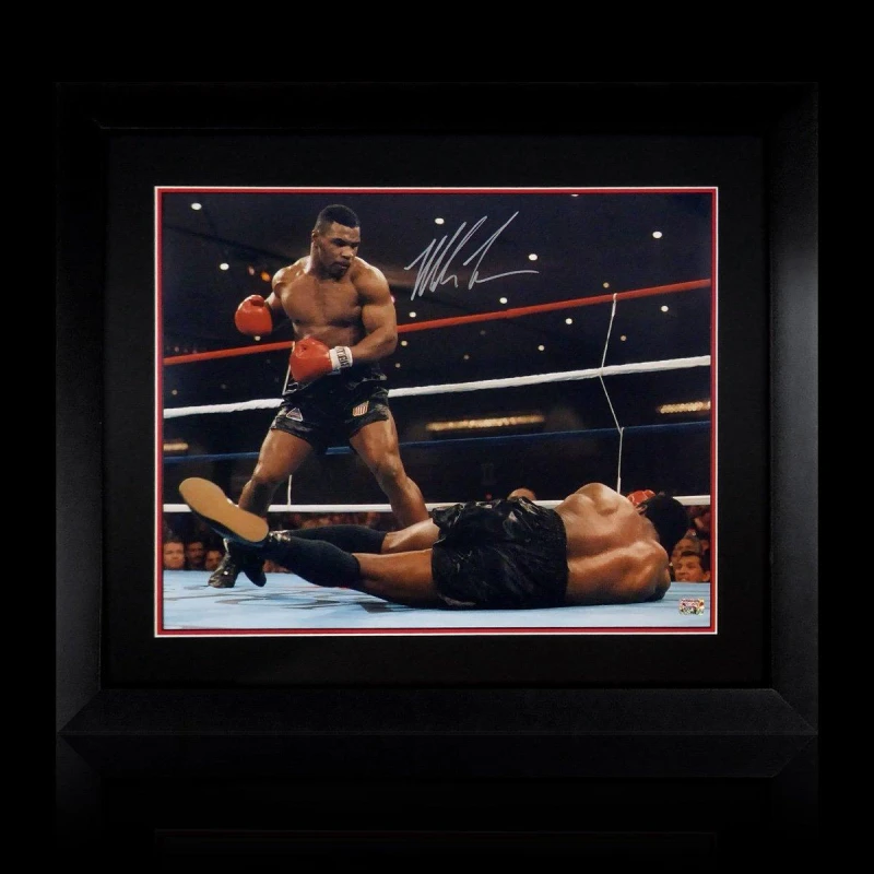 Image of The Fan Cave Mike Tyson Signed 20x16 Deluxe Mount Display Red unisex 690mm x 48