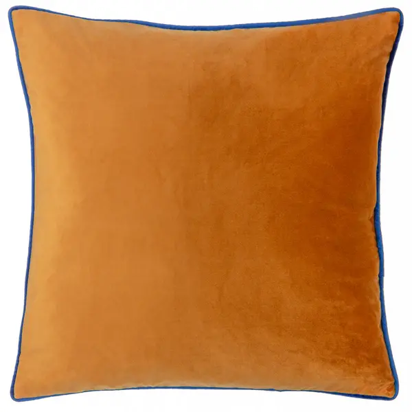 Image of Meridian Velvet Cushion Ginger/Navy, Ginger/Navy / 55 x 55cm / Polyester Filled