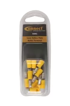 Image of 5mm Yellow Male Bullet Terminal Pk 10 Connect 36881