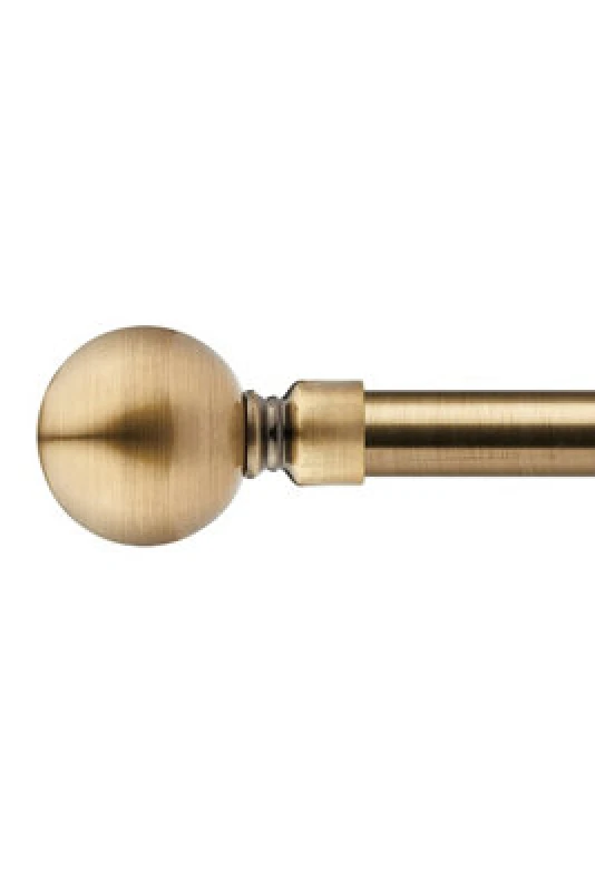 Image of Unknown 16-19mm Sphere Extendable Eyelet Metal Curtain Pole Set Brass 120-210Cm