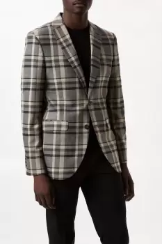 Image of Slim Fit Brown Check Jacket