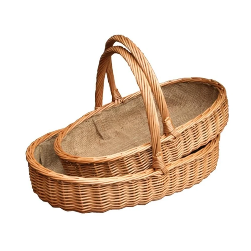 Image of Red Hamper Wicker Set of 2 Lined Harrogate Garden Trugs in Brown Brown Unisex