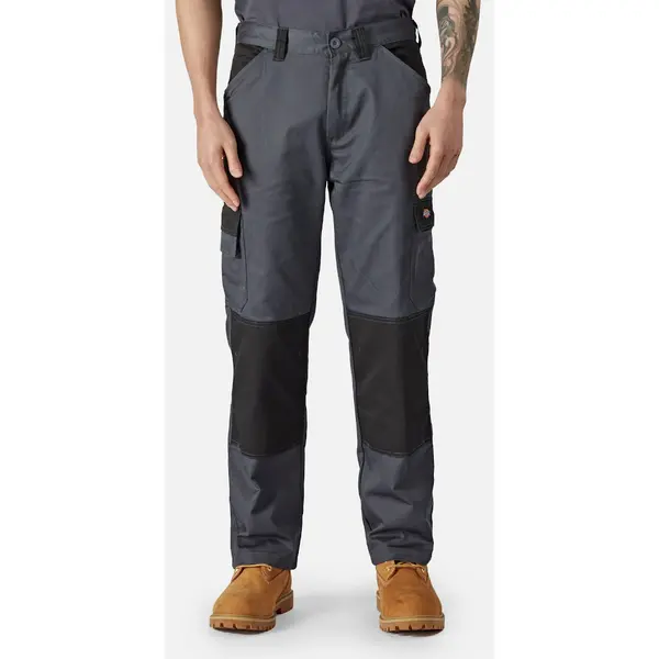 Image of Dickies Mens Everyday Polycotton Knee Pad Pouches Workwear Trousers 36R - Waist 36', Inside Leg 32' Slate Grey/Black ED247-GYBLK-36R