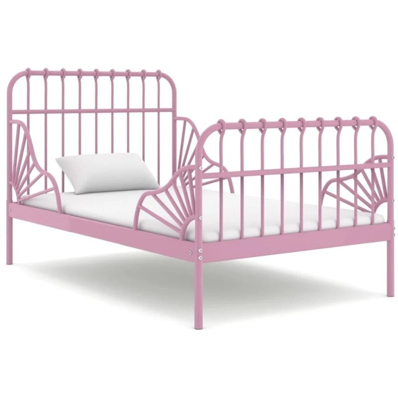Image of VIDAXL Extendable Bed Frame without Mattress Pink Metal 80x130/200cm Vidaxl 8720286195451