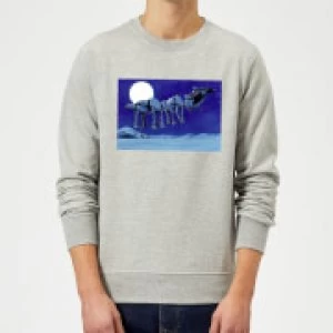 Image of Star Wars Darth Vader AT-AT Christmas Sleigh Grey Christmas Sweatshirt - M - Grey
