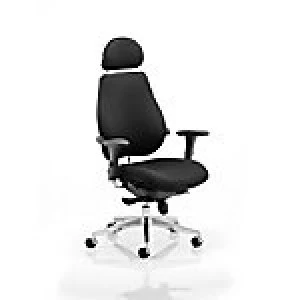 Image of Posture Chair Chiro Plus Ultimate With Headrest In Black Fabric With Adjustable Arms