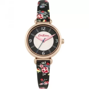 Image of Ladies Cath Kidston Kew Sprig Charcoal Strap T-Bar Watch