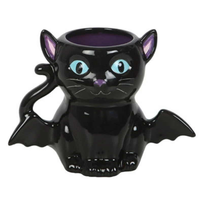 Image of Something Different Something Different Cute and Creepy Bat Cat Mug in Black One Size Unisex 5063806069850