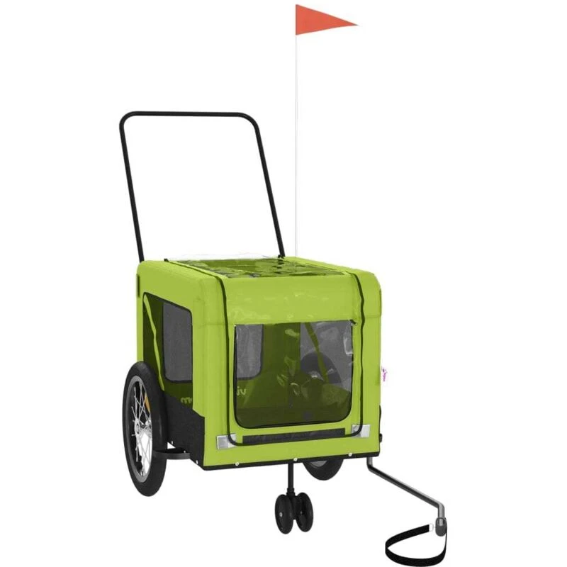 Image of VIDAXL Vidaxl - Pet Bike Trailer Green and Black Oxford Fabric and Iron 8720845770266