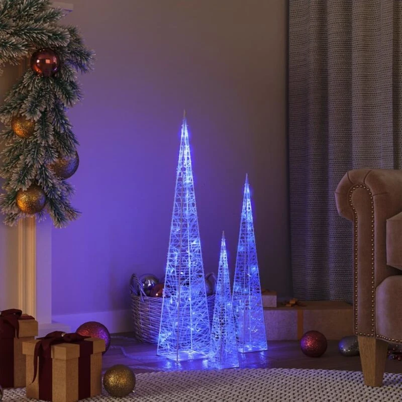 Image of VIDAXL Vidaxl - Acrylic Decorative LED Light Cone Set Blue 30/45/60cm 8720286434970