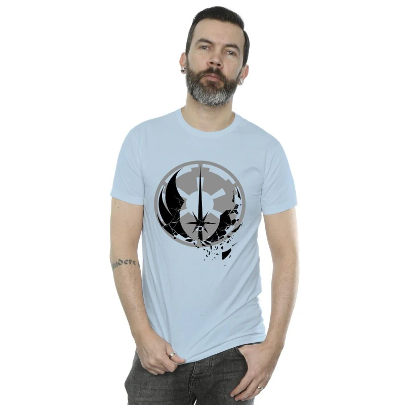 Image of Star Wars Star Wars Men Obi-Wan Kenobi Fractured Logos T-Shirt in Baby Blue Size: Small Baby Blue S Male 5059934440555