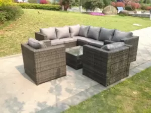 Image of Fimous 8 Seater Outdoor Dark Grey Rattan Lounge Complete Sofa Set with Coffee Table