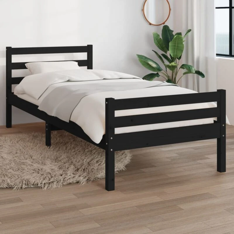Image of VIDAXL Bed Frame without Mattress Black Solid Wood 100x200cm Vidaxl 8720286997581
