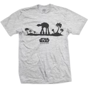 Image of Star Wars - Rogue One AT-AT Silhouette Line Art Unisex X-Large T-Shirt - Grey