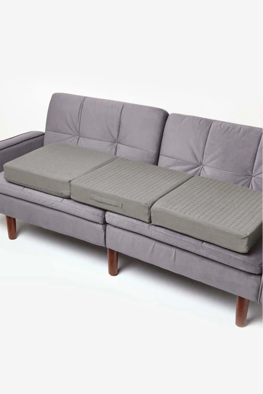 Image of Homescapes Cotton Orthopaedic Foam 3 Seater Booster Cushion Charcoal